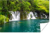 Poster De groene natuur boven de watervallen in het Thaise nationaal park Erawan - 120x80 cm