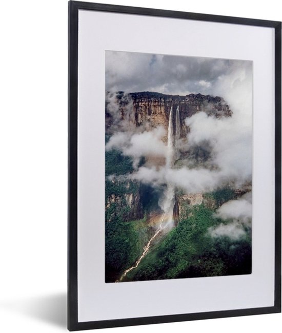 Fotolijst incl. Poster - Wolken omringen het landschap van het Nationaal park Canaima - 30x40 cm - Posterlijst