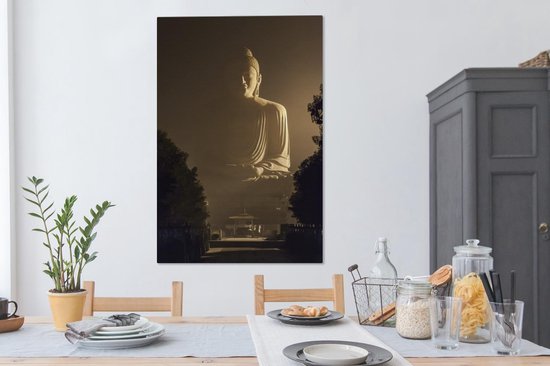 Peintures sur toile Bouddha - Ombre - Arbre - 80x120 cm - Décoration murale