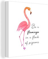 Peintures sur toile Flamingo - Vogel - Aquarelle - Citations - 20x20 cm - Décoration murale