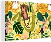 Canvas Schilderij Dieren - Jungle - Geel - 30x20 cm - Wanddecoratie