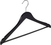 De Kledinghanger Gigant - 30 x Blouse / shirthanger beukenhout zwart gelakt met rokinkepingen en anti-slip broeklat, 44 cm