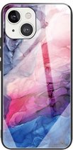 Abstracte marmeren patroon glazen beschermhoes voor iPhone 13 Mini (abstract rood)