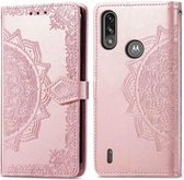 iMoshion Mandala Booktype Motorola Moto E7i Power hoesje - Rosé Goud