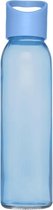 Glazen waterfles/drinkfles transparant blauw met schroefdop met handvat 500 ml - Sportfles - Bidon