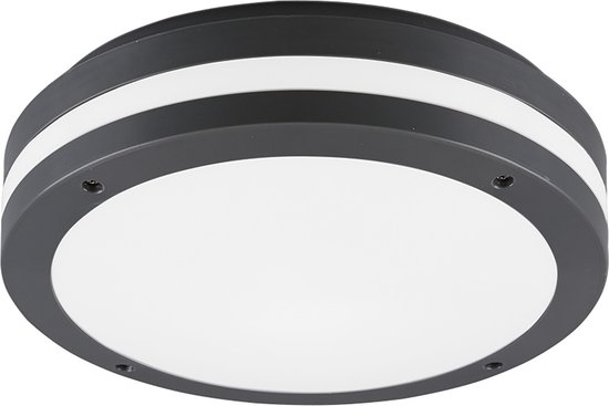 LED Plafondlamp - Torna Keraly - Opbouw Rond - Waterdicht - 12W - Warm Wit 3000K - Mat Antraciet - Kunststof
