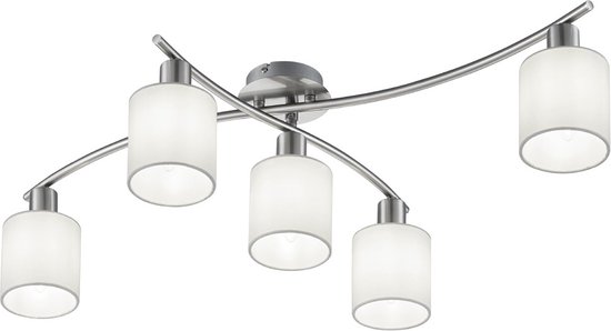 LED Plafondlamp - Torna Gorino - E14 Fitting - 5-lichts - Rond - Mat Wit - Aluminium