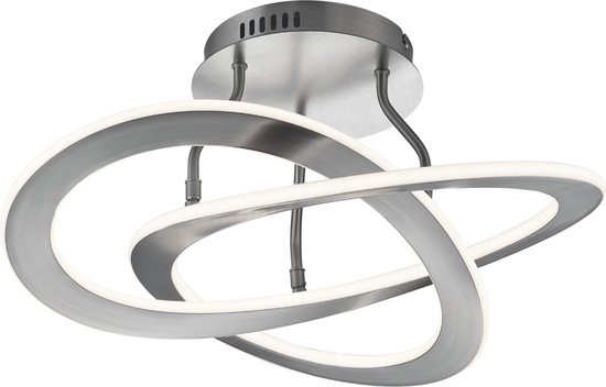 LED Plafondlamp - Plafondverlichting - Torna Oaky - 40W - Warm Wit 3000K - Dimbaar - Rond - Mat Nikkel - Aluminium