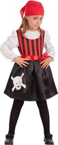 Carnival Toys Verkleedpak Piraat Meisjes Satijn Zwart/rood Mt 5-6 Jaar