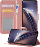 OnePlus Nord CE Hoesje Book Case Hoes - OnePlus Nord CE Case Hoesje Wallet Cover - OnePlus Nord CE Hoesje - Rosé Goud