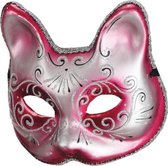 Carnival Toys Kattenmasker Dames Papier-maché Roze One-size