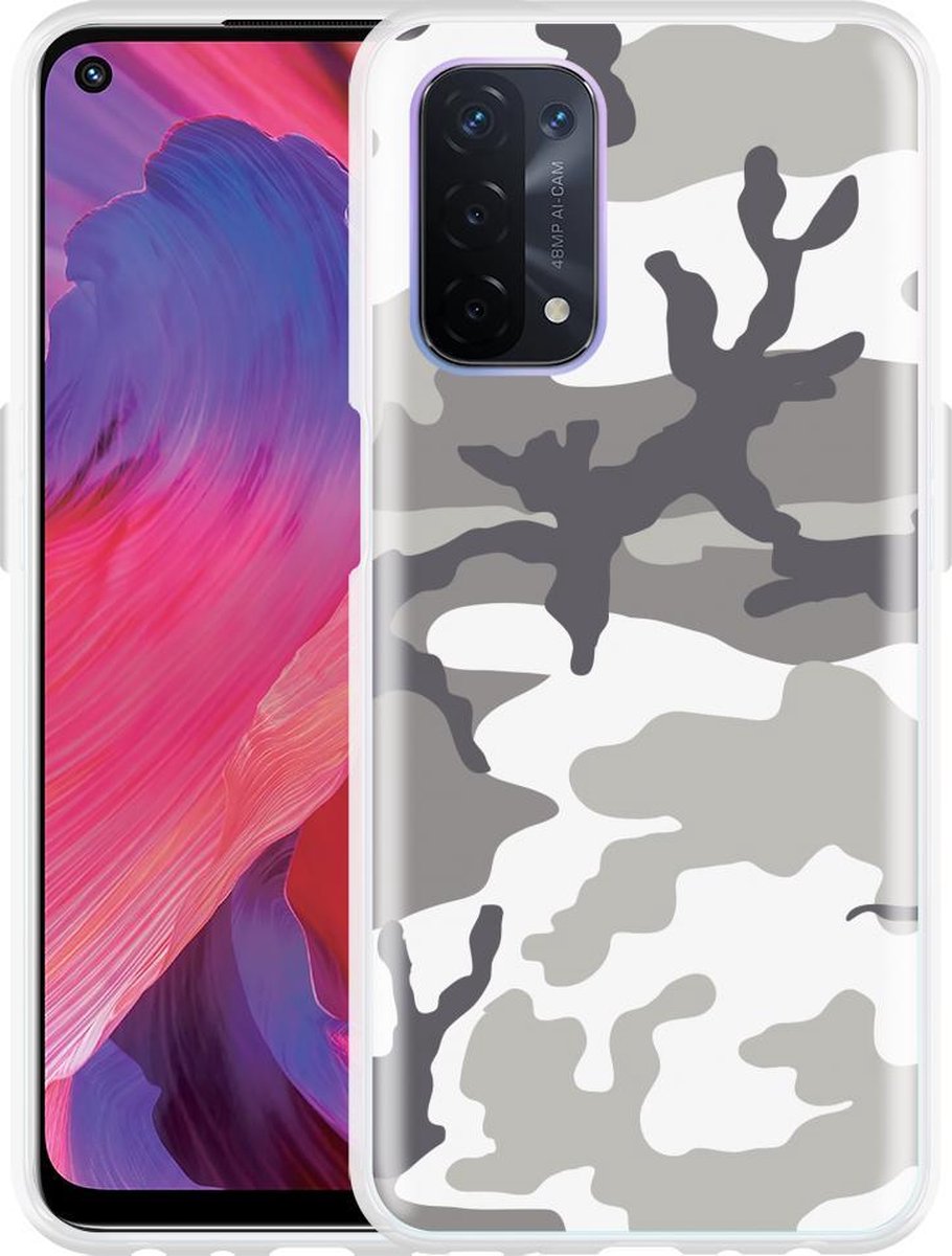 Oppo A54 Hoesje Army Camouflage Grey - Designed by Cazy