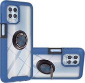 Voor Motorola Edge S/Moto G100 Sterrenhemel Effen Kleur Serie Schokbestendige PC + TPU Beschermhoes met Ring Houder & Magnetische Functie (Blauw)