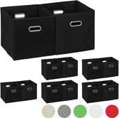 relaxdays 12 x boîte de rangement tissu - pliable - panier de rangement - 30 cm - organisateur d'armoire - noir