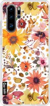 Casetastic Huawei P30 Pro Hoesje - Softcover Hoesje met Design - Flowers Gold Print