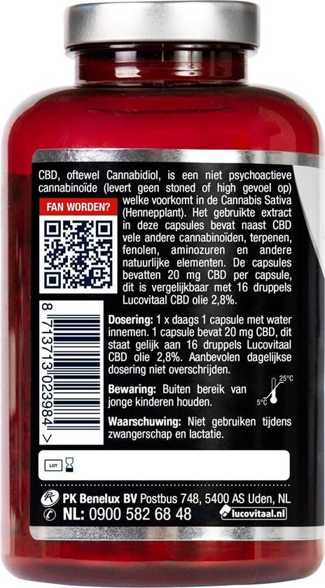 Lucovitaal CBD capsules 20 milligram Supplement - 90 capsules