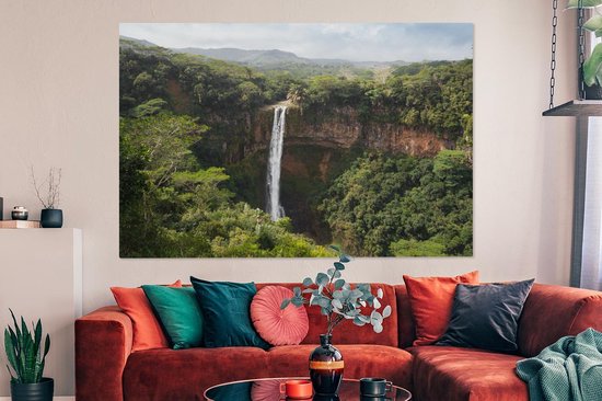 Peintures sur Toile Tropical - Cascade - Forêt Tropicale - 180x120 cm - Décoration murale XXL
