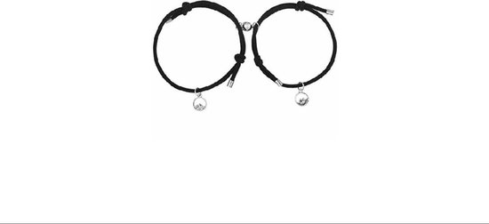 Armband set met magneet | Koppel armband | Zwart | Armband dames - Armband heren - Romantisch cadeau - Vriendschap armband