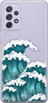 Samsung A52 transparant hoesje - Wave | Samsung A52 case | blauw | Casimoda