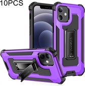 10 PCS Knight Jazz PC + TPU schokbestendige beschermhoes met opvouwbare houder voor iPhone 12 mini (paars)