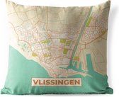 Sierkussen d'extérieur - Carte - Vlissingen - Vintage - 60x60 cm - Résistant aux intempéries