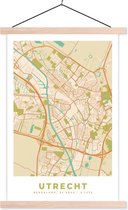 Posterhanger incl. Poster 120x180 cm - Schoolplaat - Stadskaart - Utrecht - Vintage - Textielposter - Blanke latten