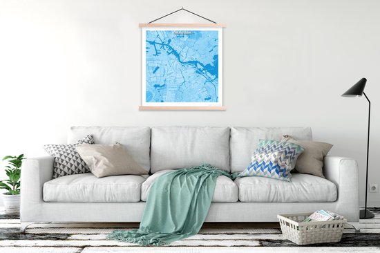 Amsterdam Nederland 52372 ° N / 4906 ° E affiche scolaire bleu vif lattes plates vierges 120x120 cm - Tirage photo sur affiche textielposter (décoration murale salon / chambre)