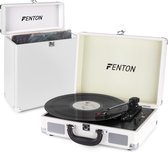 Tourne-disque - Tourne-disque Fenton RP115D avec Bluetooth, arrêt automatique, USB et étui de disque assorti - Wit