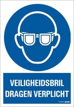 Veiligheidsbril dragen verplicht bord met tekst 148 x 210 mm