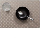 Set van 8x stuks stevige luxe Tafel placemats Zafiro taupe/grijs 30 x 43 cm - Met anti slip laag en PU coating toplaag