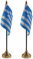 4x stuks griekenland tafelvlaggetje 10 x 15 cm met standaard - landen vlaggen feestartikelen/versiering