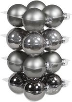52x stuks glazen kerstballen titanium grijs 6 en 8 cm mat/glans - Kerstversiering/kerstboomversiering