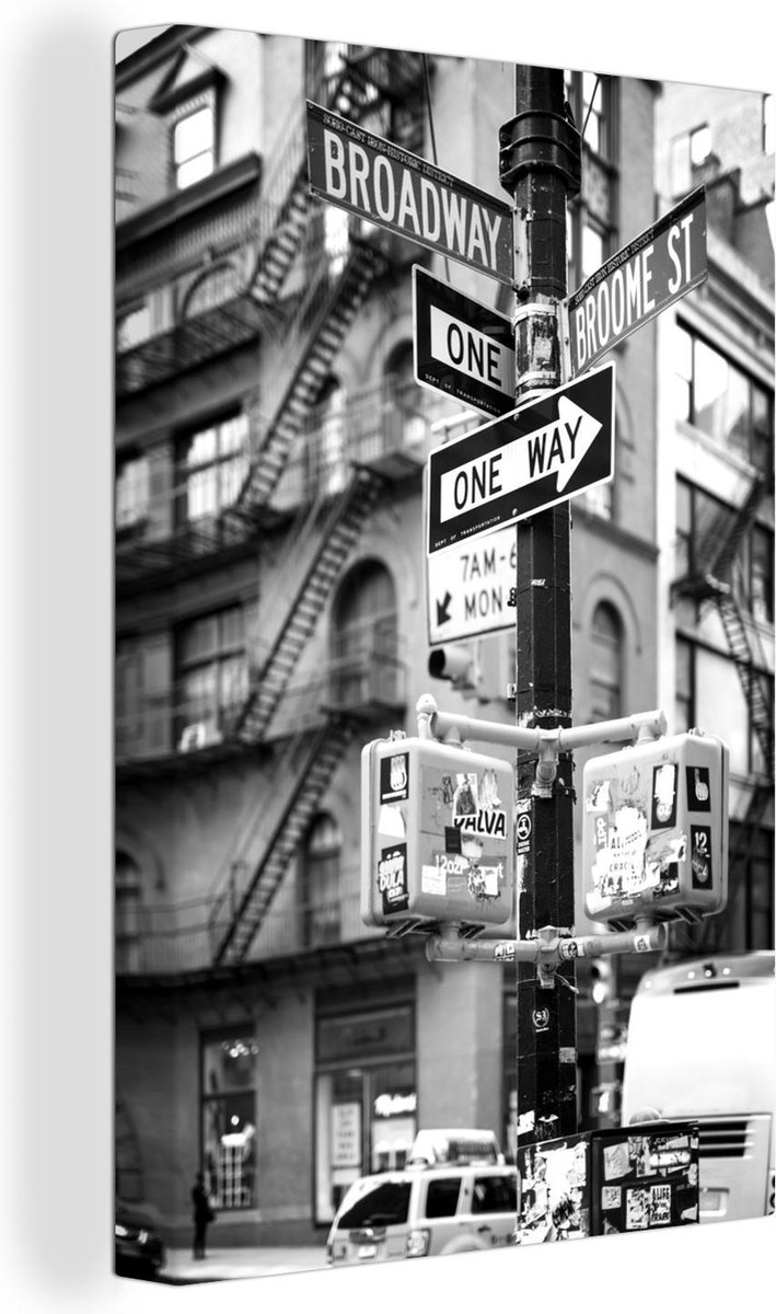 Tableau Tableau Panneaux de signalisation à New York - noir et blanc ...