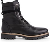 Travelin' Kvinlog Heren - Leren Veterschoenen - Wol gevoerde boots - Zwart leer - Maat 41