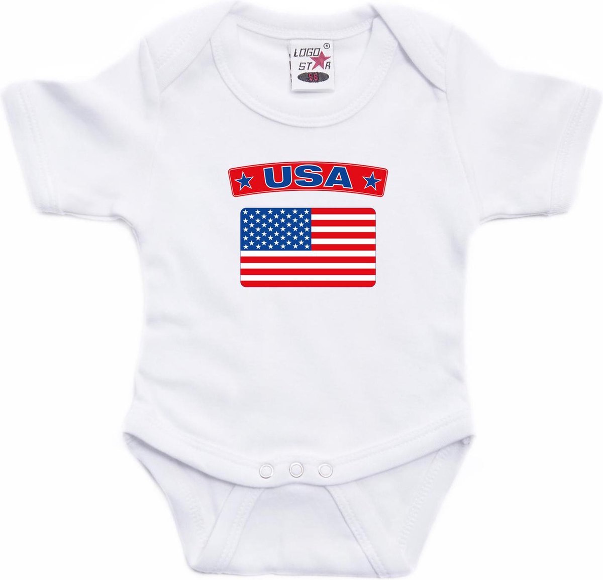 USA baby rompertje met vlag wit jongens en meisjes - Kraamcadeau - Babykleding - Amerika landen romper 92