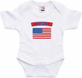 USA baby rompertje met vlag wit jongens en meisjes - Kraamcadeau - Babykleding - Amerika landen romper 92 (18-24 maanden)