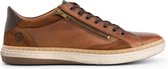 Travelin' Daventry Herensneaker - Leren veterschoen met rits - Cognac bruin leer - Maat 47