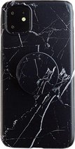 iPhone SE 2020 Back Cover Hoesje Marmer - Marmerprint - TPU - Ring Houder - Apple iPhone SE 2020 - Zwart