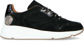 Manfield - Dames - Zwarte sneakers met cheetah detail - Maat 38