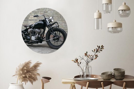 Cercle mural - Aluminium - Moto - Zwart - Vintage - ⌀ 90 cm