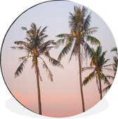 WallCircle - Wandcirkel - Muurcirkel - Tropisch - Palmbomen - Zonsondergang - Aluminium - Dibond - ⌀ 120 cm - Binnen en Buiten XXL