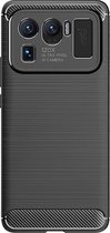 Shop4 - Xiaomi Mi 11 Ultra Hoesje - Zachte Back Case Brushed Carbon Zwart