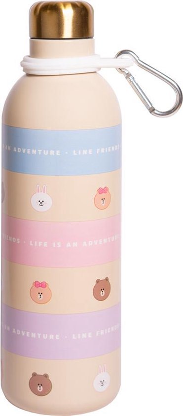 Grupo Erik Drinkfles Line Friends 500 Ml 7 X 25 Cm Rvs Beige