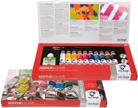 Van Gogh acrylverf combiset  met 10 tubes 40ml en accessoires