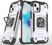 Apple iPhone 13 Pro Max Hoesje - Mobigear - Armor Ring Serie - Hard Kunststof Backcover - Zilver - Hoesje Geschikt Voor Apple iPhone 13 Pro Max