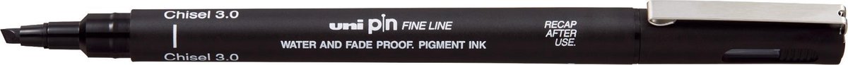 Fineliner - Chisel - Beitelpunt - 3.0 - 3,0mm - Zwart - Uni Pin