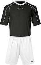 Masita | Sportshirt Heren & Dames Korte Mouw - Striker - Licht Elastisch Polyester Ademend Vocht Regulerend - BLACK/WHITE - 152