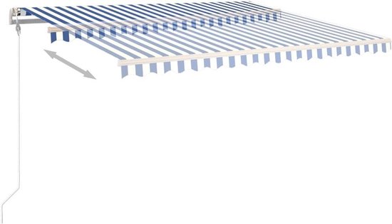 vidaXL - Luifel - automatisch - uittrekbaar - 400x350 - cm - blauw - en - wit