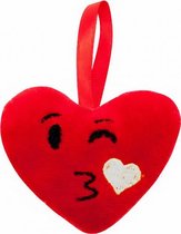 sleutelhanger hartje knipoog 6,5 cm rood