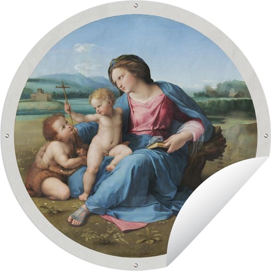 Tuincirkel Alba Madonna - Raphael Raffaello - 150x150 cm - Ronde Tuinposter - Buiten
